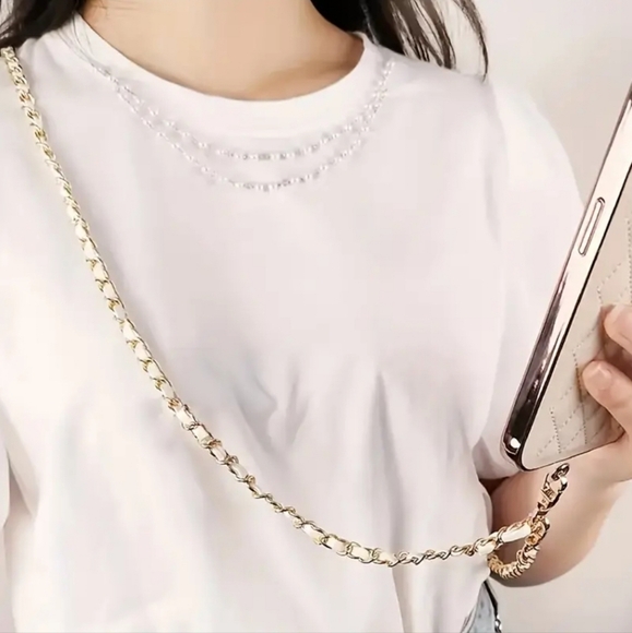 Faux Leather with Gold Hardware Crossbody Chain - Picture 2 of 2